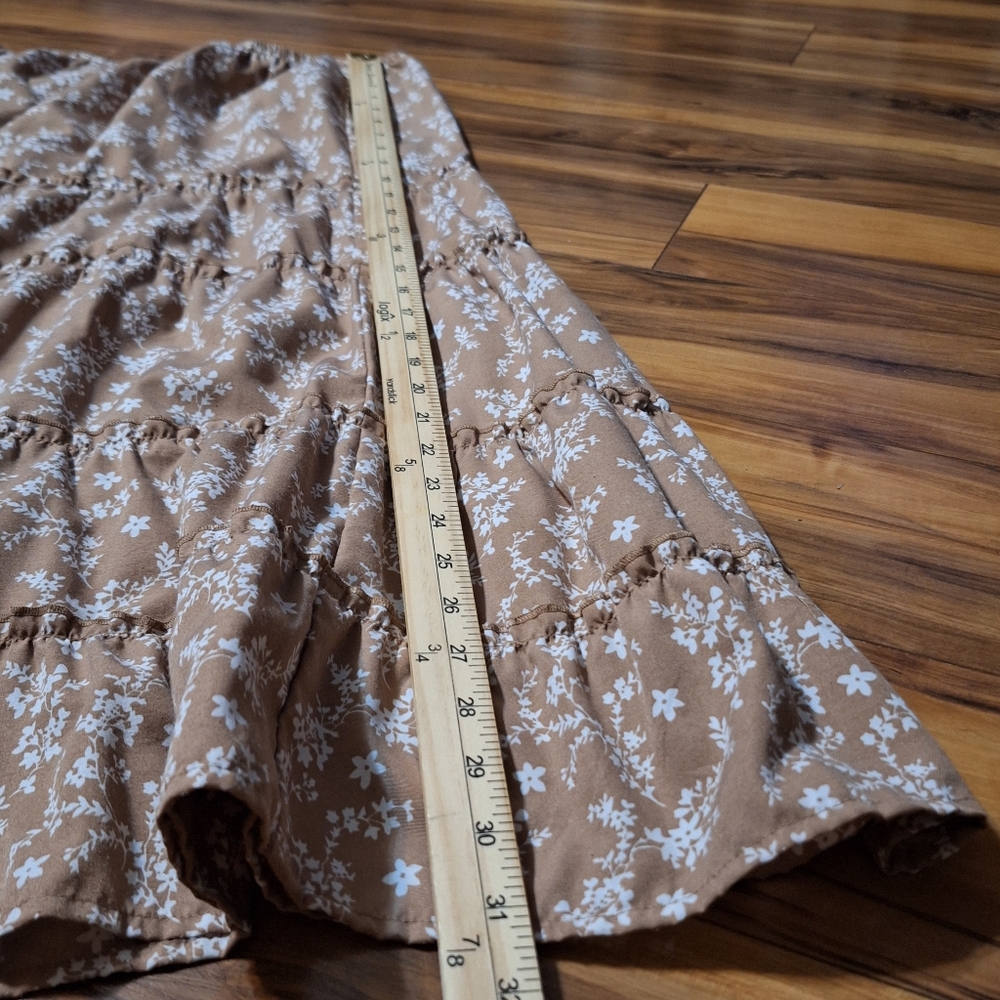 Blair Large Brown Floral Maxi Teired Skirt Boho Cottagecore Forest Fairy Vintage - Picture 5 of 6